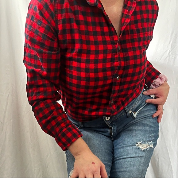 Christmas plaid red and black button down - Picture 3 of 3
